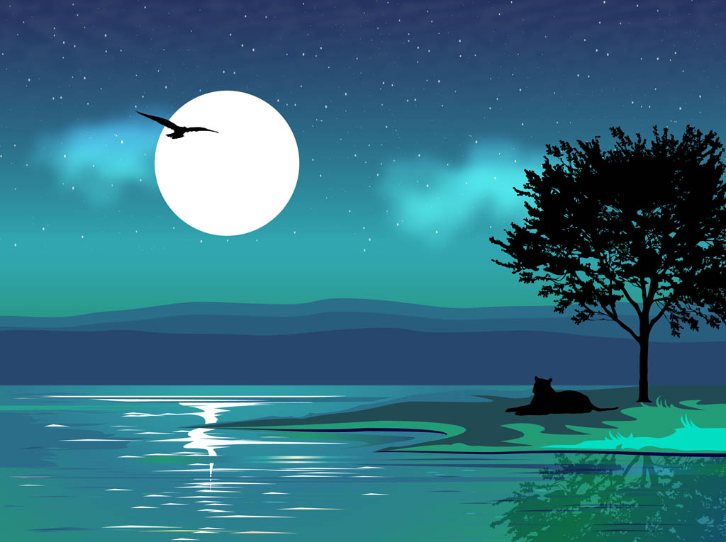 1024x765 Night Vector Landscape Free Vectors Ui Download