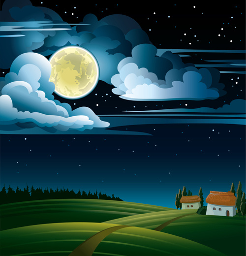 500x520 Charming Night Vector Background Free Vector In Encapsulated