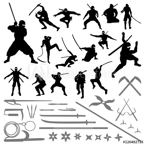 500x500 Ninja Samurai Movement Pose Silhouette