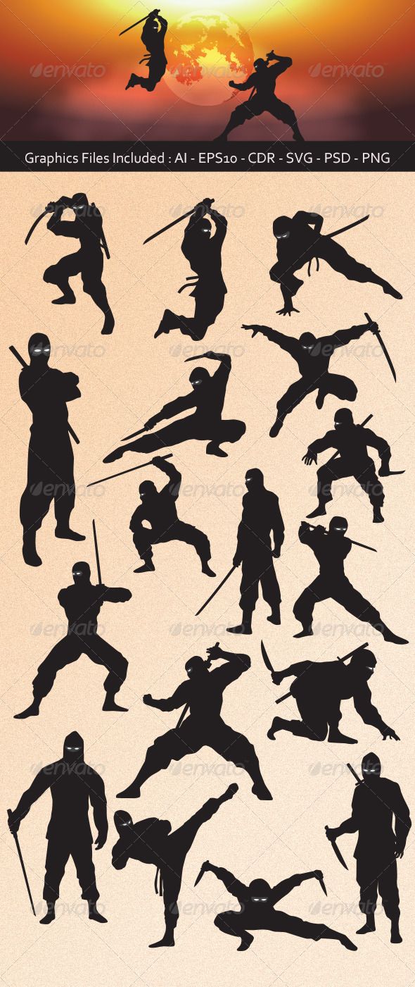 590x1401 Ninja Silhouettes This Image Is Available On Graphicriver Ninja
