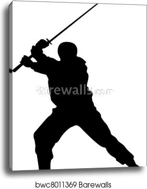 305x390 Ninja Vector Silhouettes, Canvas Print Barewalls Posters