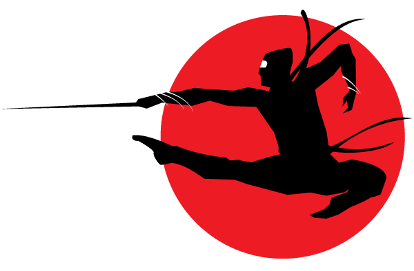 600x394 Free Ninja Silhouette Vector Image