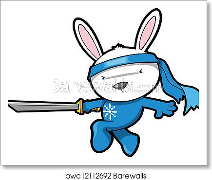 Cute Bunny Rabbit Ninja Vector, Art Print Barewalls Posters 435x370 Cute Bunny Rabbit Ninja Vector, Art Print Barewalls Posters