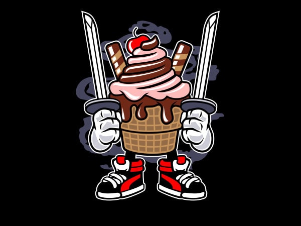 Ice Cream Ninja Vector T Shirt Design 600x450 Ice Cream Ninja Vector T Shirt Design