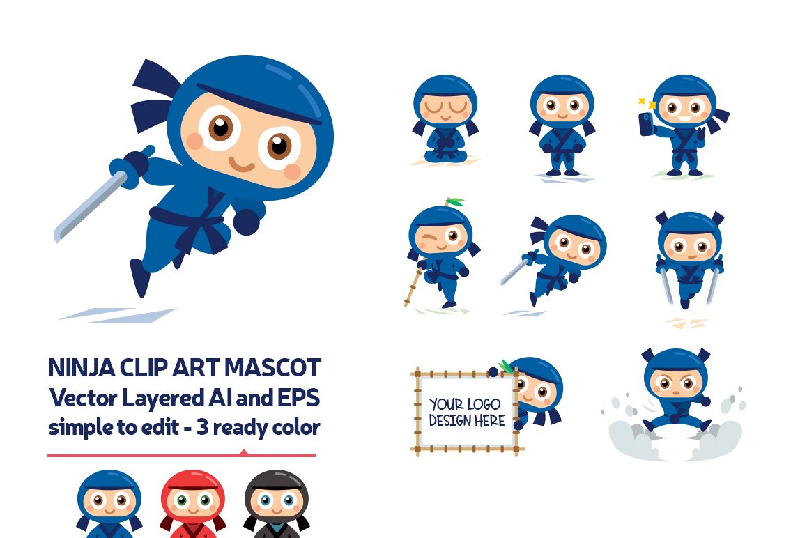 Ninja Vector Mascot In Ready Color 1158x772 Ninja Vector Mascot In Ready Color