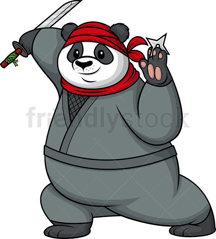 Panda Ninja Cartoon Vector Clipart 718x796 Panda Ninja Cartoon Vector Clipart