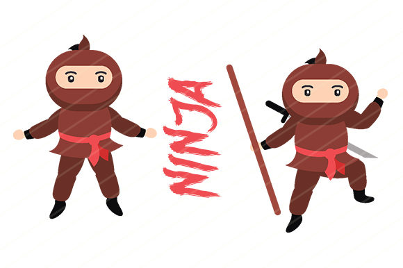 Two Ninja Cute Vector Graphic 580x386 Two Ninja Cute Vector Graphic