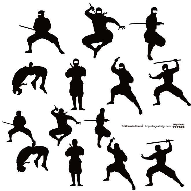 Free Ninja Warriors Vector Set Files, Vectors Graphics 660x660 Free Ninja Warriors Vector Set Files, Vectors Graphics