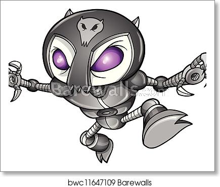 435x370 Cyborg Robot Ninja Warrior Vector Art Print Barewalls Posters