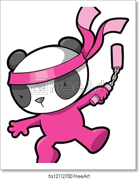 450x580 Free Art Print Of Cute Pink Panda Bear Ninja Vector Freeart