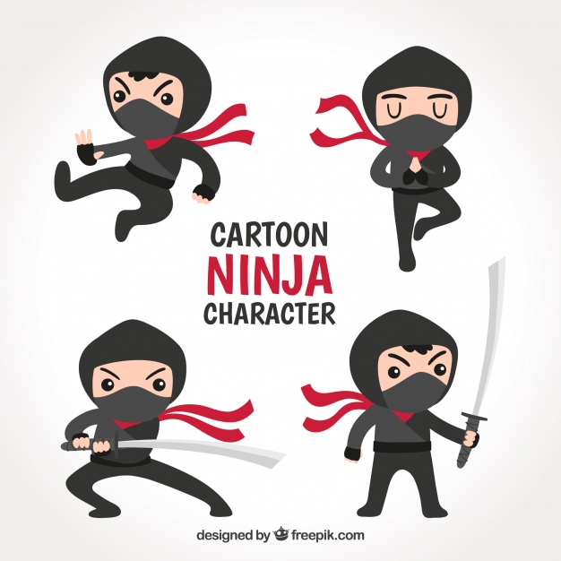 626x626 Ninja Cartoon Character Collection Vector Free Download