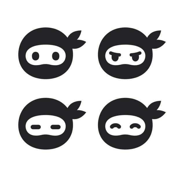 612x612 Ninja Face Icon Set Modern Simple Logo In Flat Cartoon Style