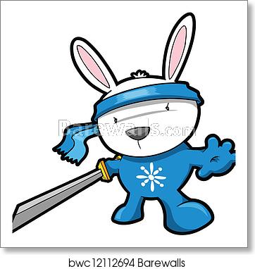 362x382 Cute Bunny Rabbit Ninja Vector, Art Print Barewalls Posters