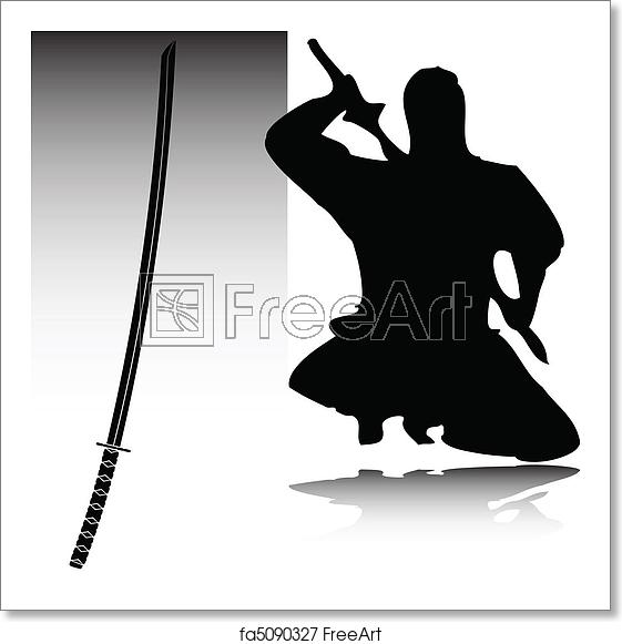 561x581 Free Art Print Of Ninja Vector Silhouettes Freeart