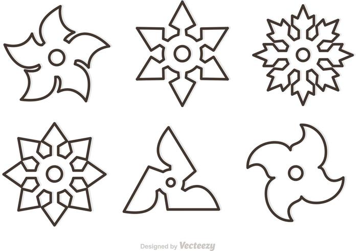 700x490 Outline Ninja Star Vectors