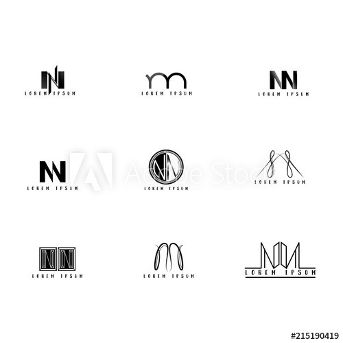 500x500 Nn Logo Vector, Design Letter With Creative Font Set