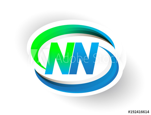 500x379 Initial Letter Nn Logotype Company Name Colored Blue And Green
