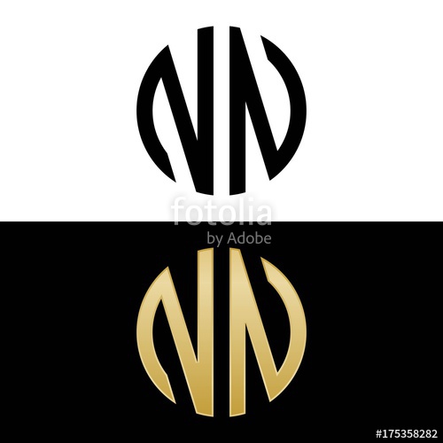 500x500 Nn Initial Logo Circle Shape Vector Black And Gold Stock Image