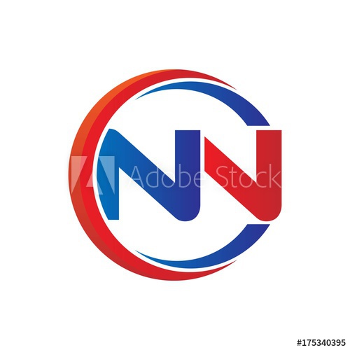 500x500 Nn Logo Vector Modern Initial Swoosh Circle Blue And Red
