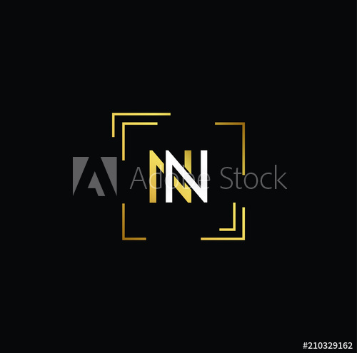 500x495 Initial Gold Letter Nn N Logo Design With Black Background Vector