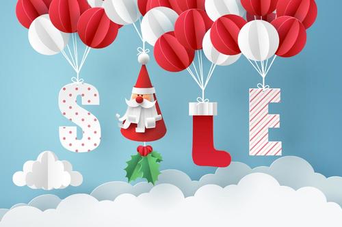 500x332 Cute Paper Balloons With Christmas Sale Design Vector Vectorkh