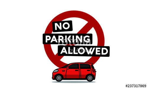 500x300 No Parking Sign Board With Car Vector Illustration Stock Image