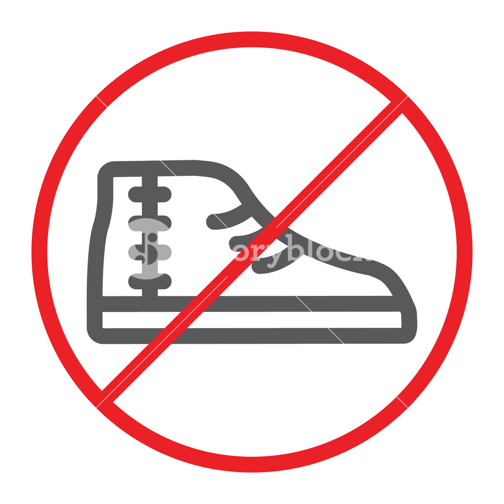 1000x1000 No Footwear Line Icon, Prohibited And Forbidden, No Shoes Sign