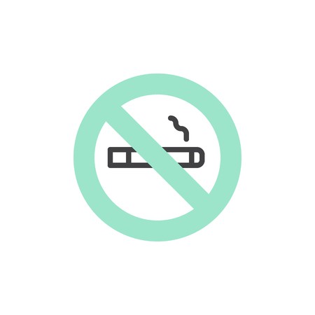 450x450 No Smoking Icon Vector, Linear Flat Sign, Bicolor Pictogram, Green