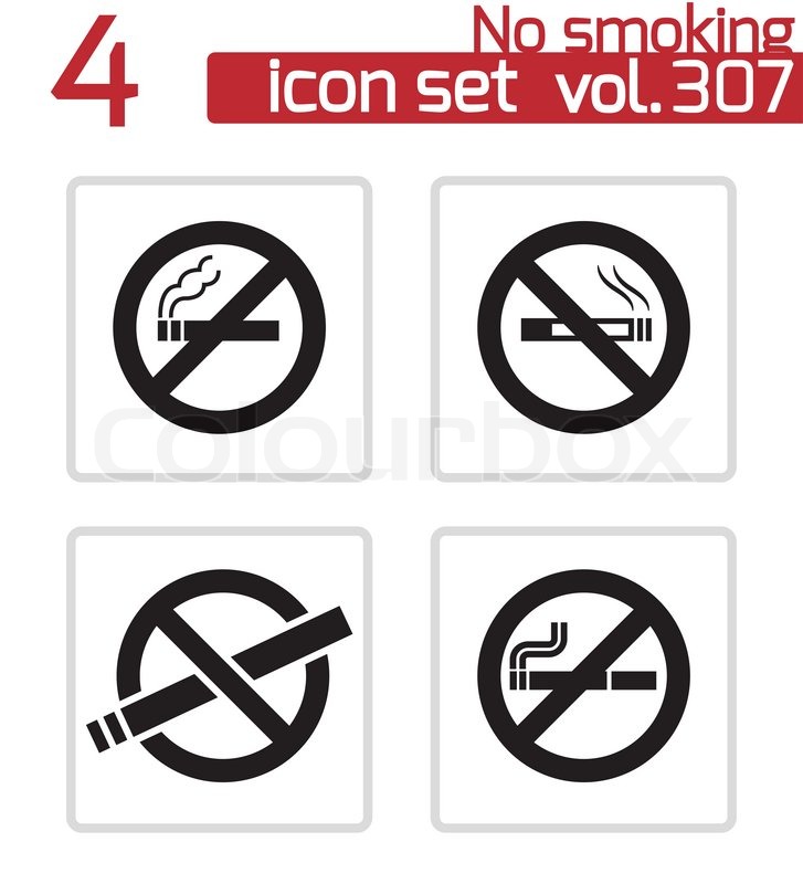 727x800 Vector Black No Smoking Icons Set On Stock Vector Colourbox