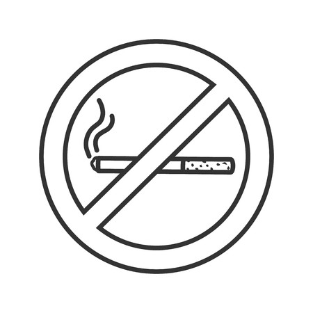 450x450 Forbidden Sign With Cigarette Linear Icon Thin Line Illustration