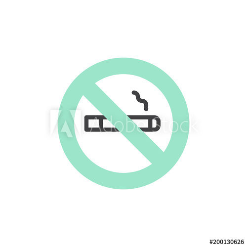 500x500 No Smoking Icon Vector, Linear Flat Sign, Bicolor Pictogram, Green