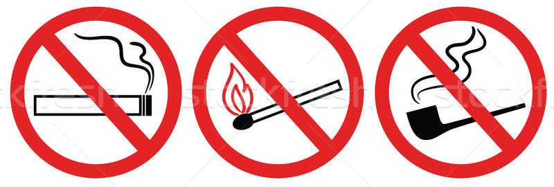 800x270 No Smoking Sign, No Fire, No Match, Vector Symbol Vector