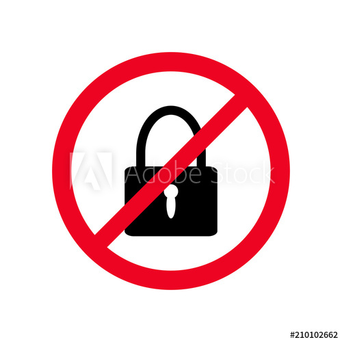 500x500 No Lock Flat Symbol Vector Icon Forbidden Sign Isolated On White
