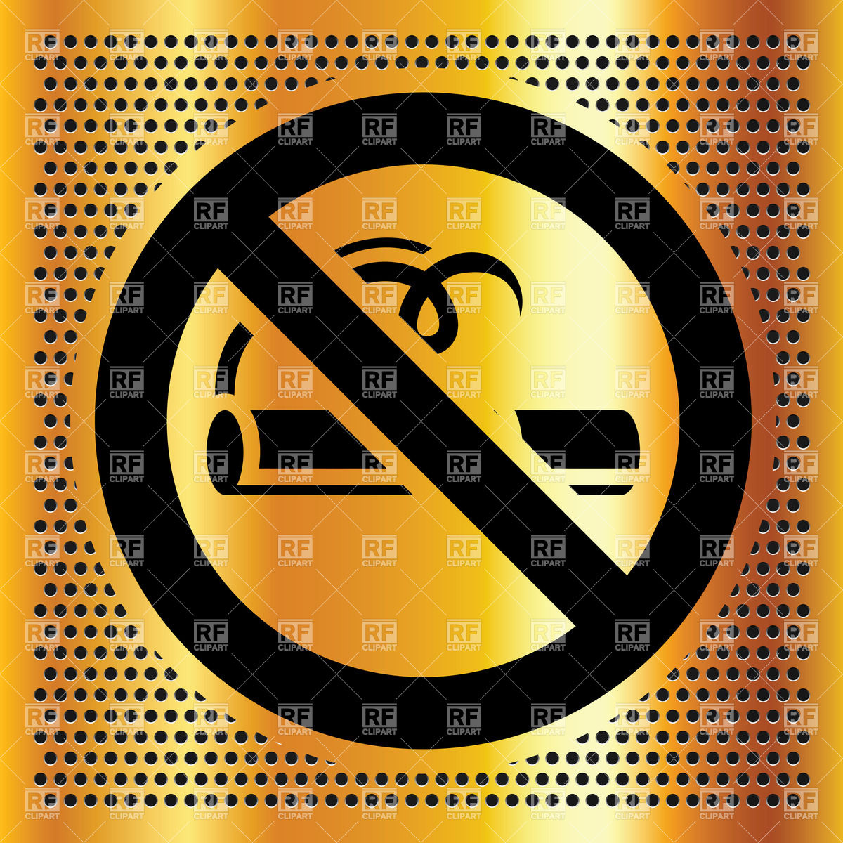 1200x1200 No Smoking Symbol On Golden Perforated Background Vector Image