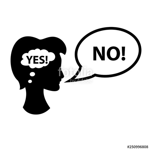 500x500 Woman Is Thinking Yes, Saying No Vector Illustration Stock