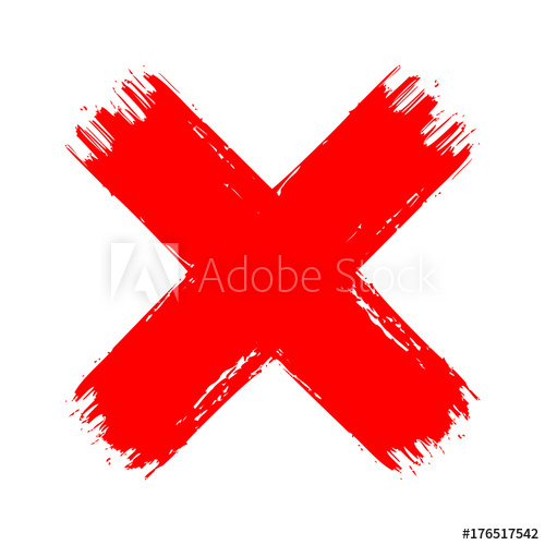 500x500 X Red Cross Brush Paint Stroke Hand Drawn Blood Vector Texture No