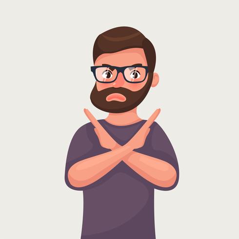 490x490 Man Shows A Gesture Stop Or No Vector Illustration In Cartoon