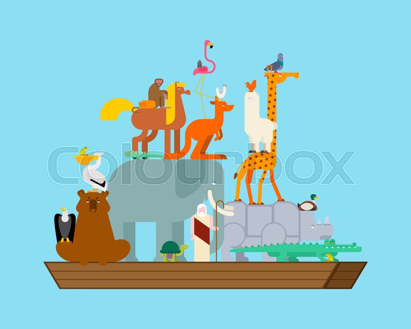 800x641 Noah Ark And Animals Pairs Of Beasts Stock Vector Colourbox