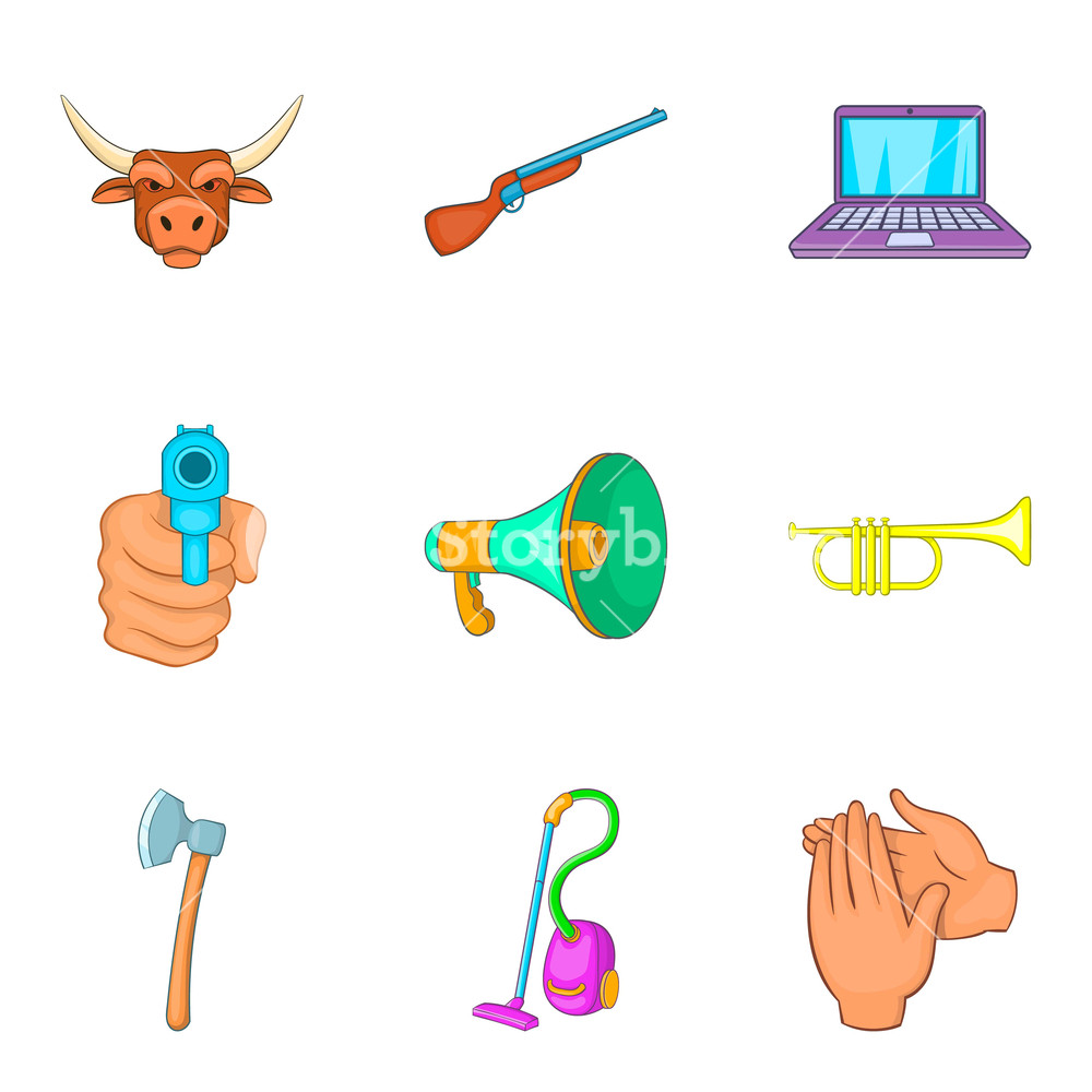 1000x1000 Audio Noise Icons Set Cartoon Set Of Audio Noise Vector Icons