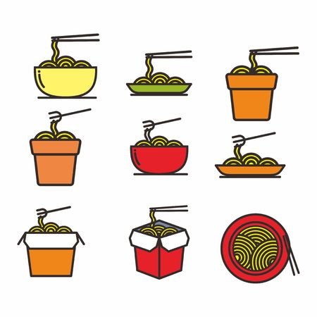 450x450 Set Of Noodle Vector Illustration Isolated On White Background