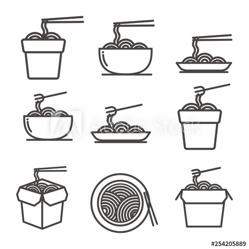 500x500 Set Of Noodle Vector Isolated On White Background, Noodle Icon