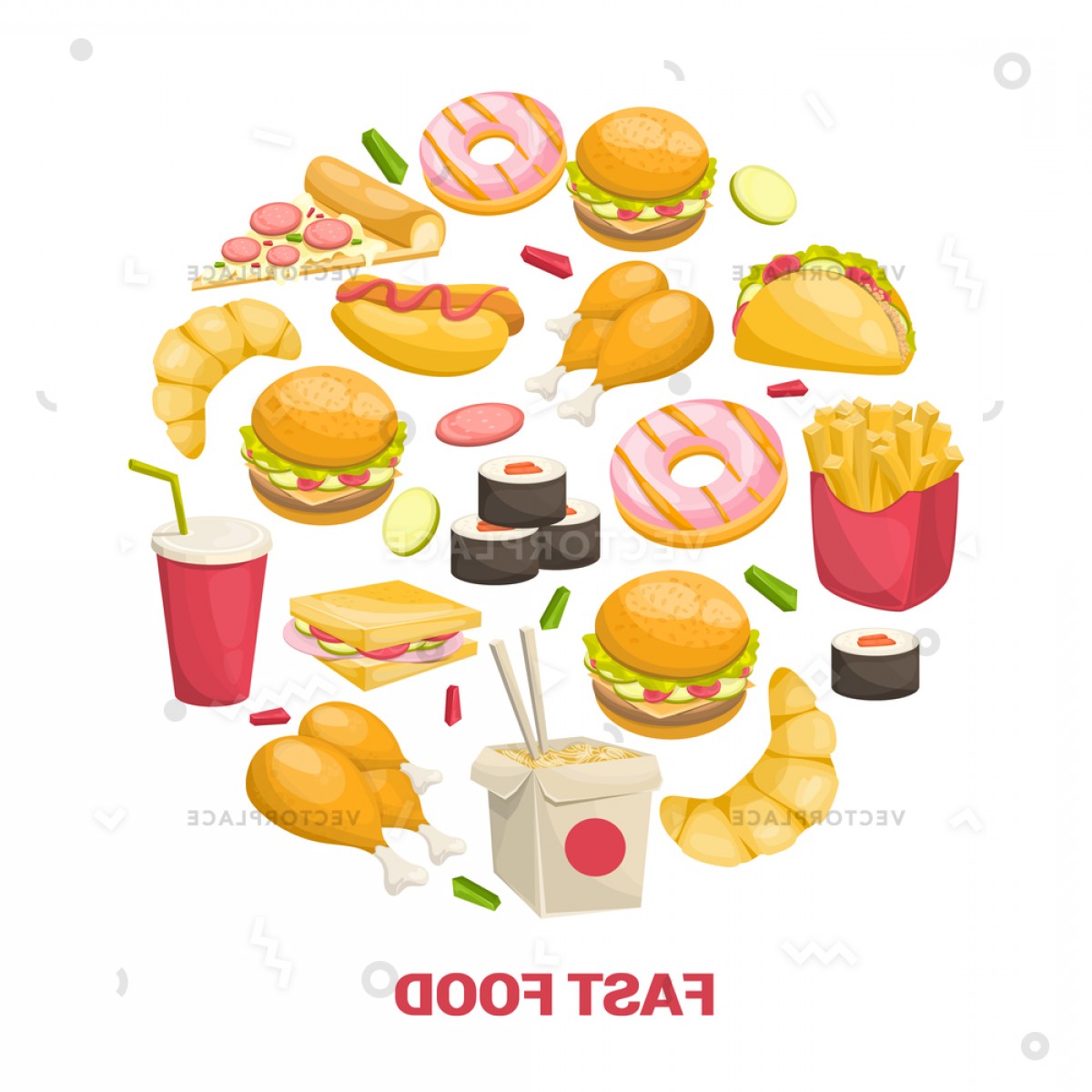 1200x1200 Fast Food Design Circle Shape Noodle Vector Illustration Soidergi