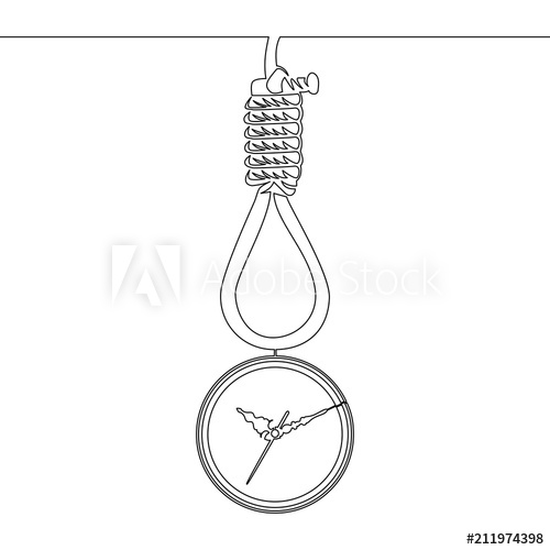 500x500 Continuous Line Deadline Concept Noose And Clock