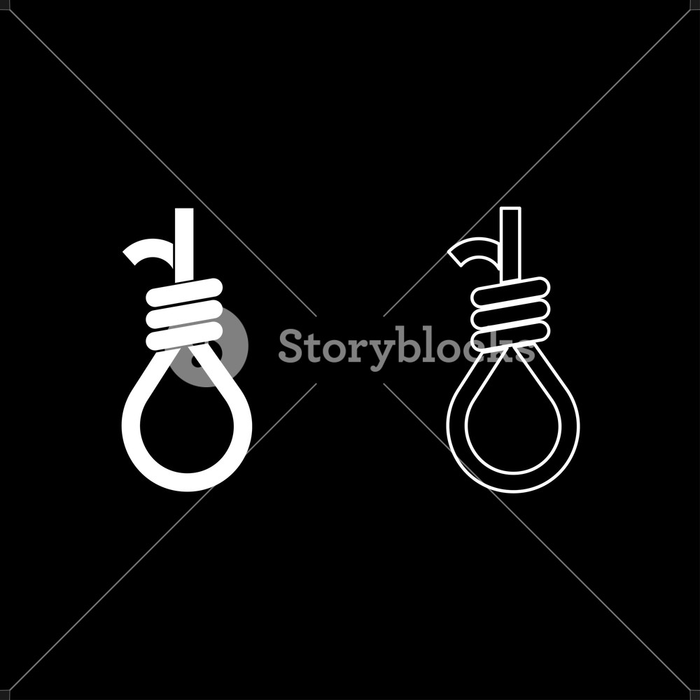 1000x1000 Gallows With Rope Noose Icon Set White Color Vector Illustration