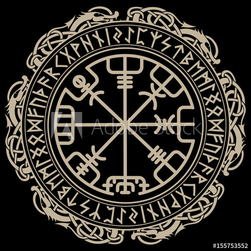 500x500 Viking Design Magical Runic Compass Vegvisir, In The Circle