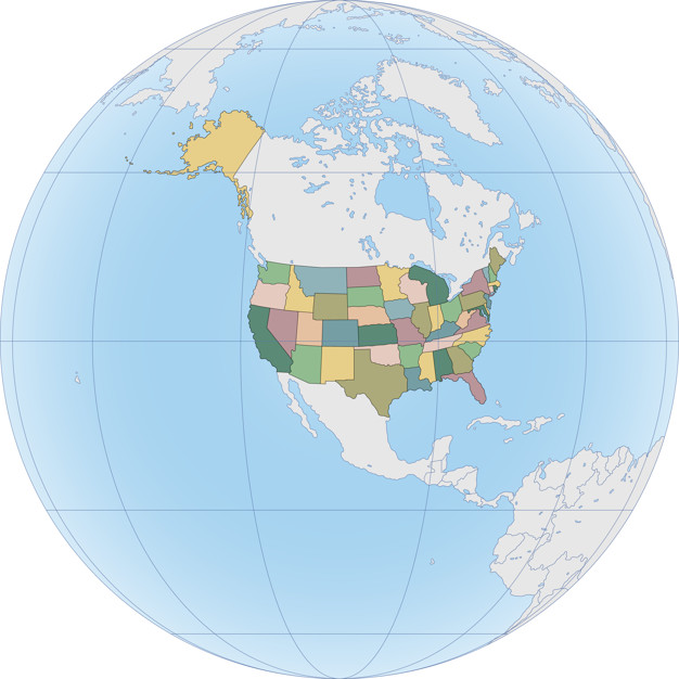 626x626 North America With Usa On The Globe Vector Premium Download