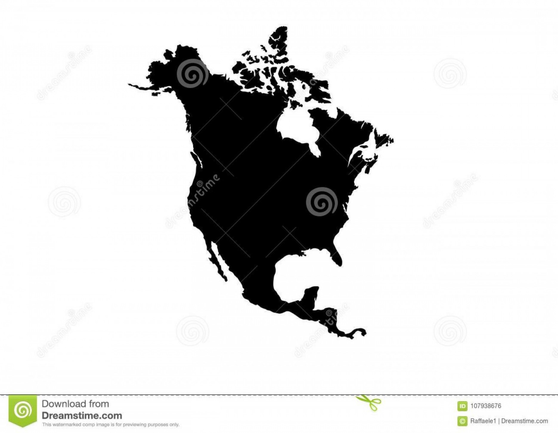 1872x1452 Vector Map North America Black Silhouette Island America American