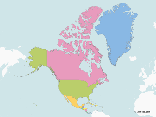 624x468 Outline Map Of North America With Countries Free Vector Maps