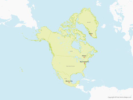 460x345 Vector Maps Of North America Free Vector Maps