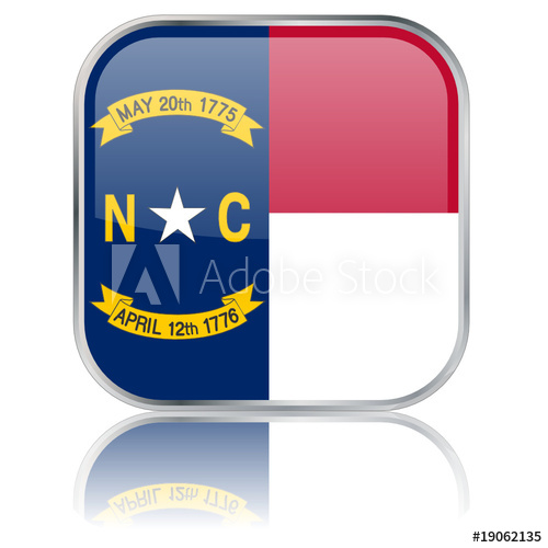 500x500 North Carolina State Square Flag Button